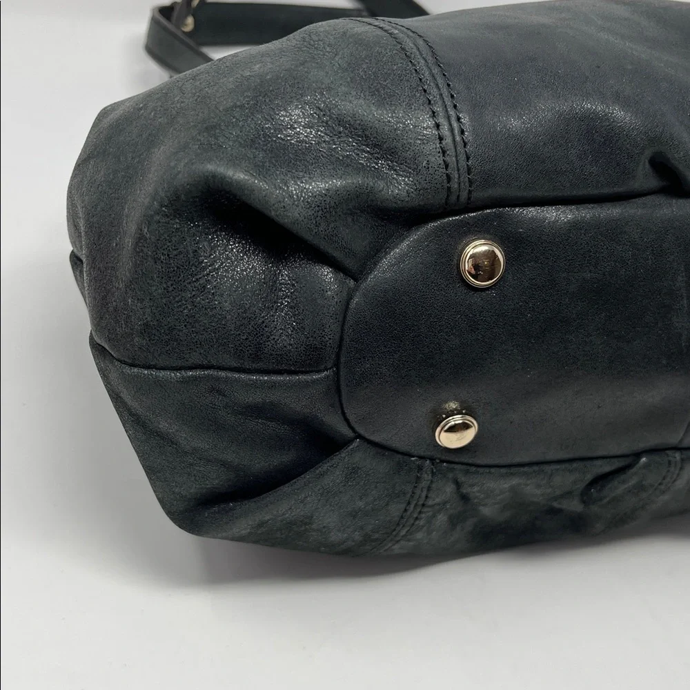 B. Makowsky Black Distressed Leather Shoulder Bag